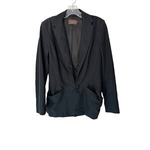 Reiss Sancha Blazer Black‎ Career Office Notch Lapel Single Button Size 10